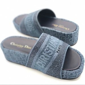 NEW Christian Dior Dway Oblique Denim Slide